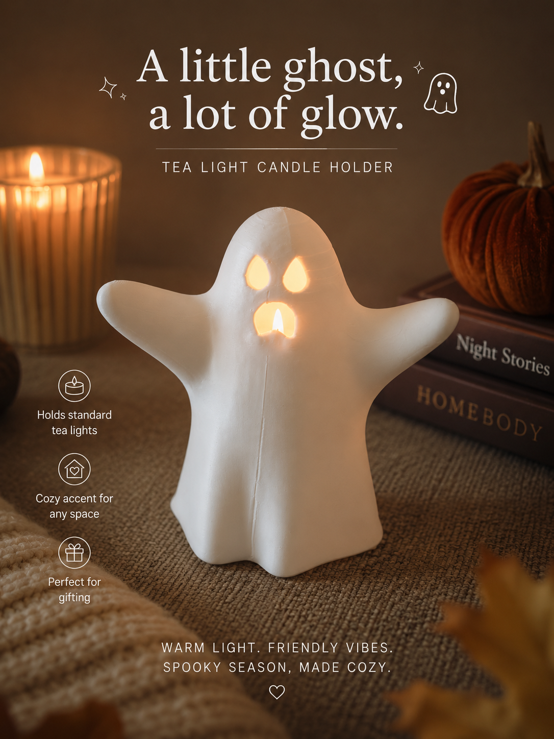 Halloween Ghost Candle Tea Light Holder Variant 2