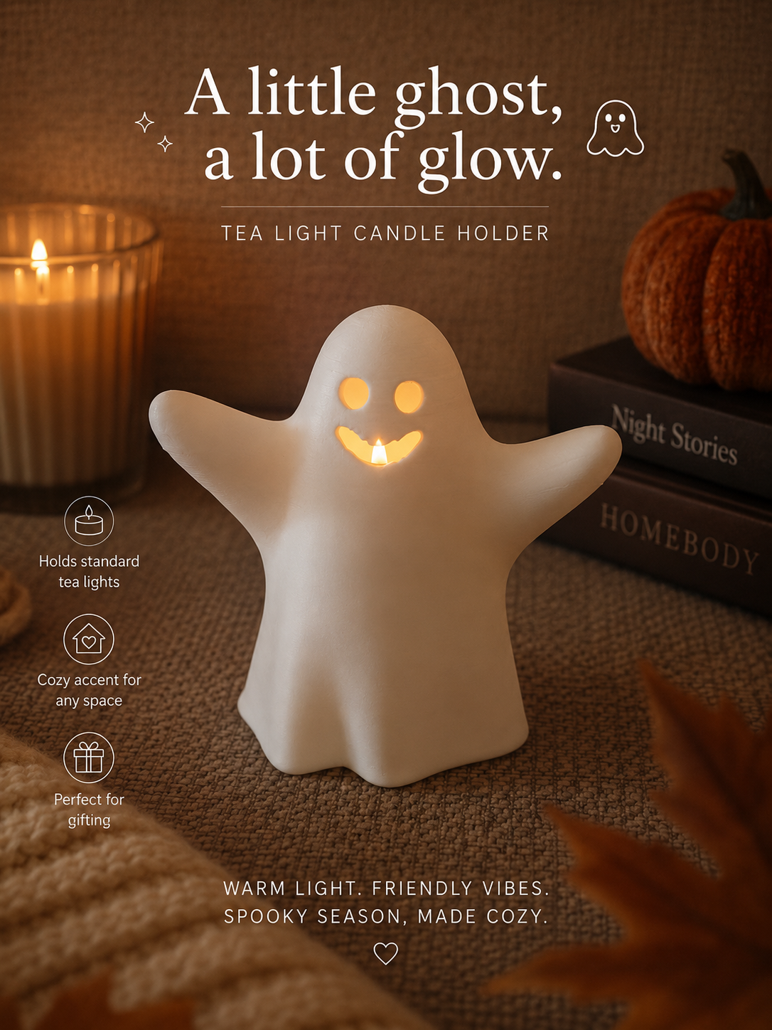 Halloween Ghost Candle Tea Light Holder Variant 3