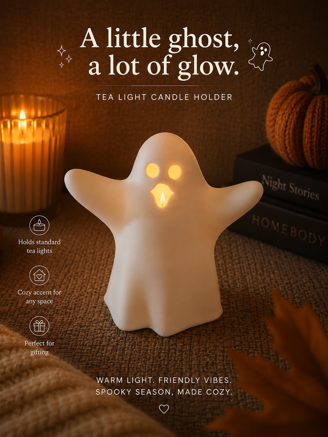 Halloween Ghost Candle Tea Light Holder Variant 5