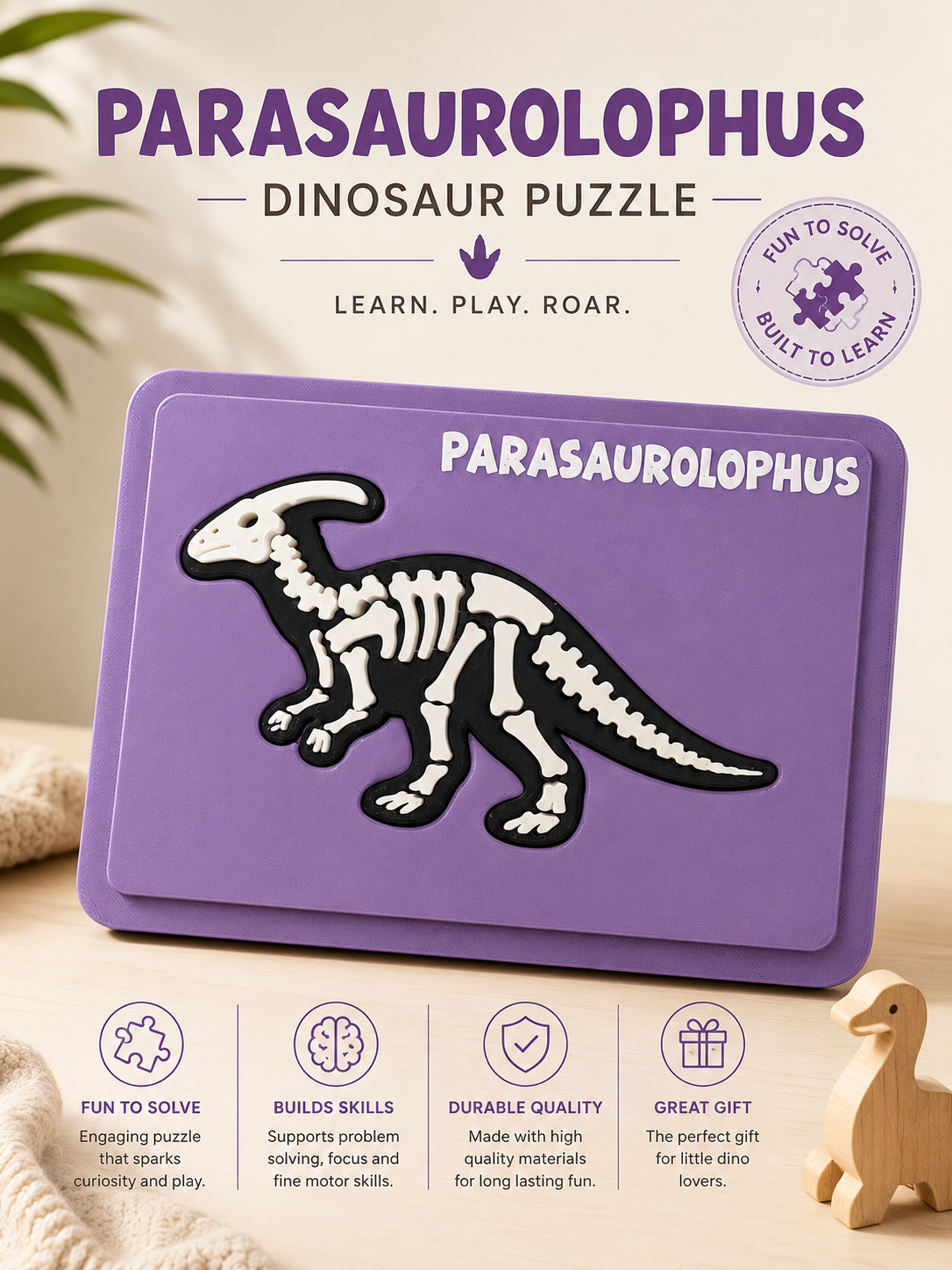 Kids Dinosaur Puzzle - Parasaurolophus
